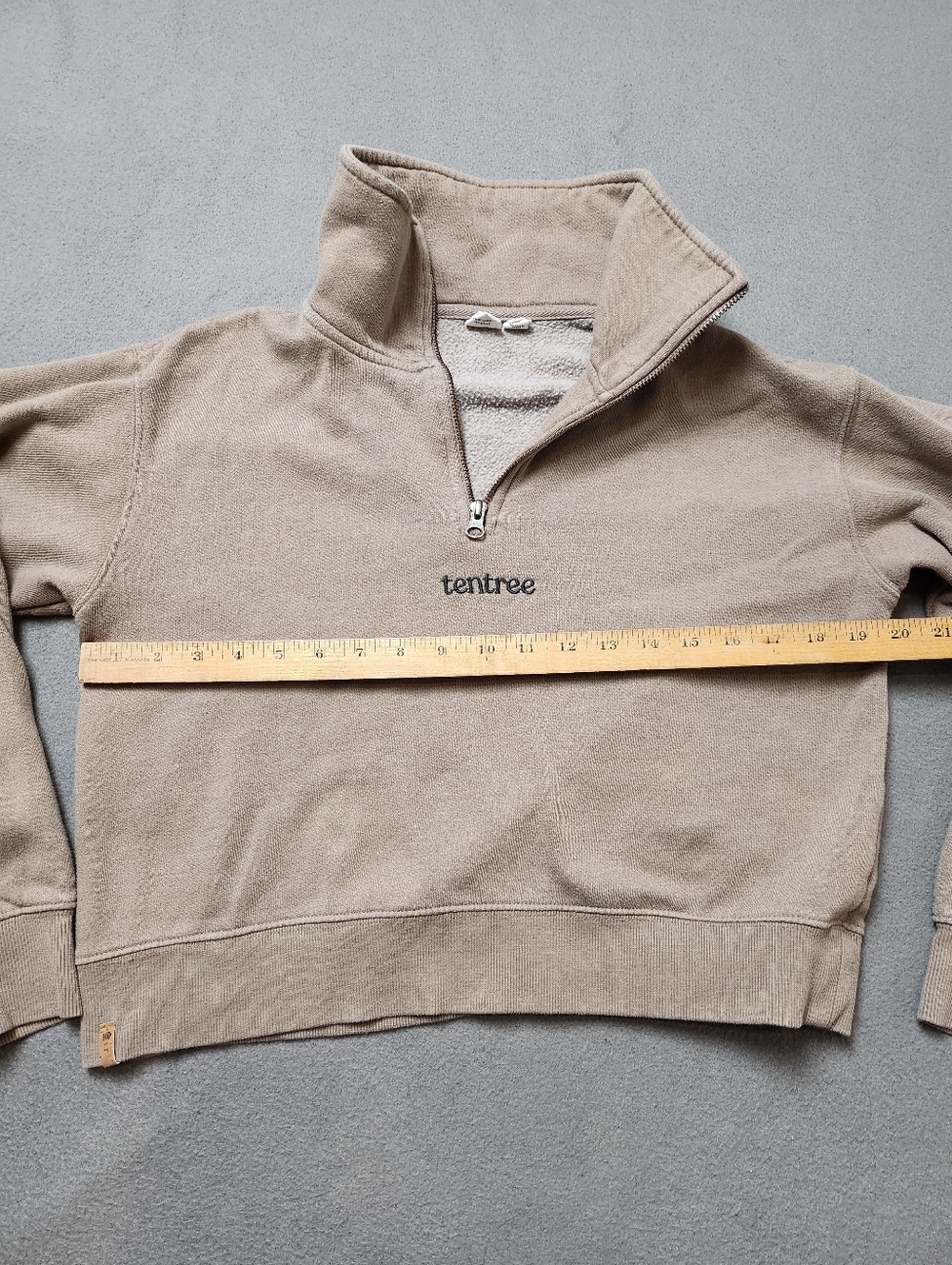 Tentree Beige Quarter-Zip Cropped Sweatshirt Pullover Sz Med - Picture 14 of 15